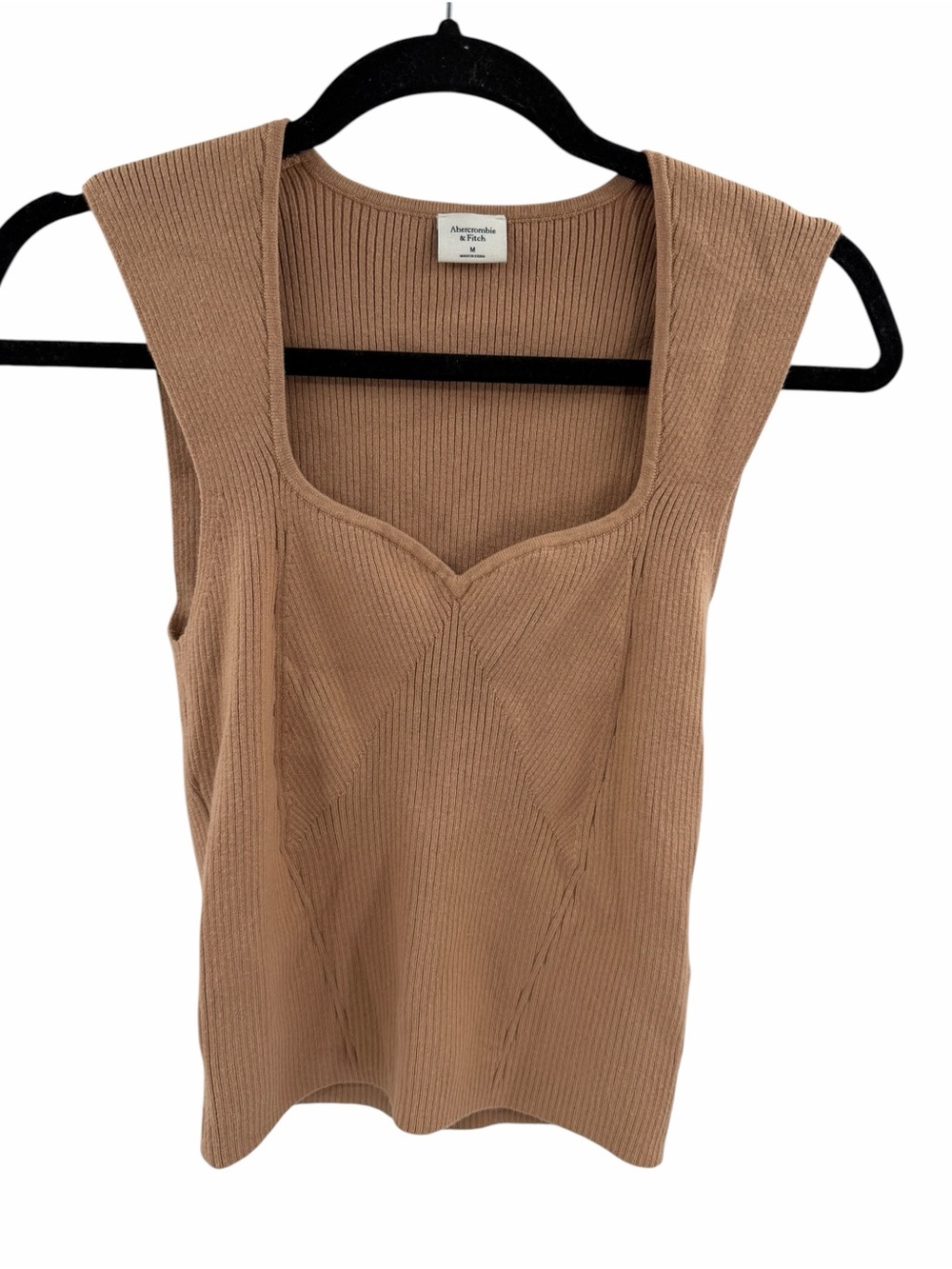 Abercrombie & Fitch Camel Tan Ribbed Sweetheart Neckline Sweater Knit Tank Top M